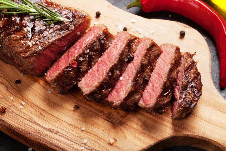 Striploin Steak Cooked and Sliced